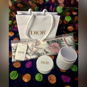 Christian Dior Pink Floral Butterfly Twilly Scarf Mitzah Silk